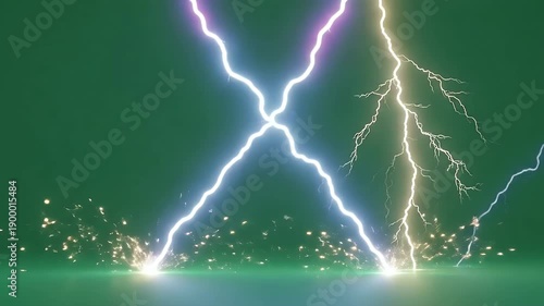 lightning storm over dark sea at night