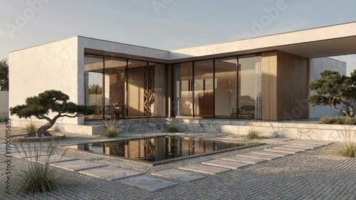 Modern Architectural Design of a House with Tranquil Garden