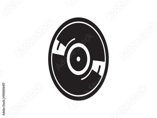 Minimalist vinyl record icon with grooves