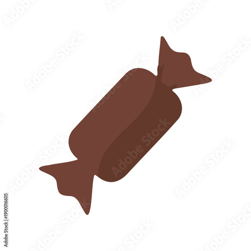 Single Brown Wrapped Sweet Candy Illustration on White