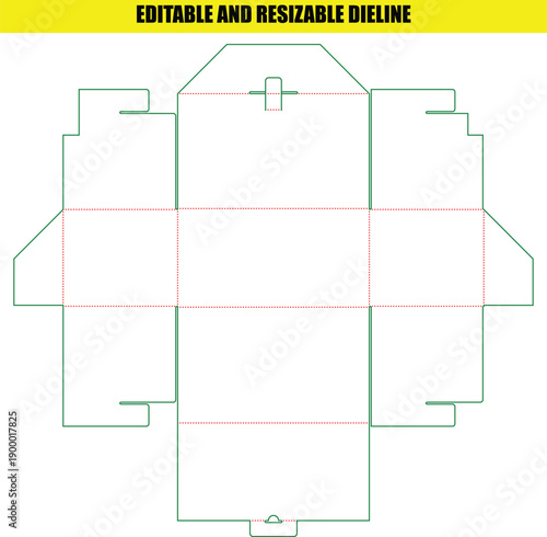 Editable Resizable Dieline Template for a Versatile Folding Box Design