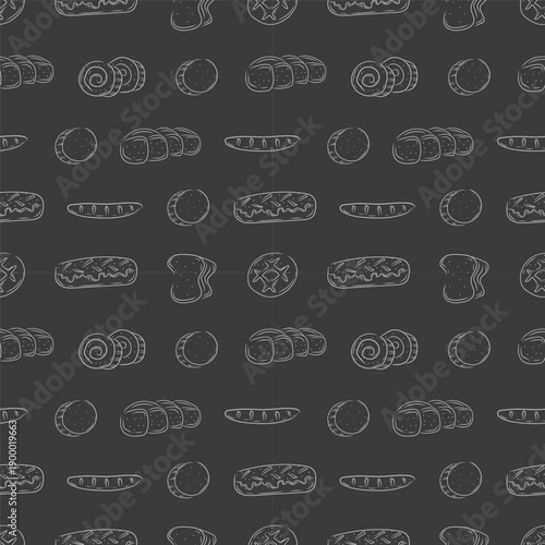 breads seamless pattern background in doodle style