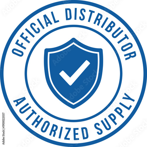 Official Distributor Badge with Shield and Checkmark for Authorized Supply