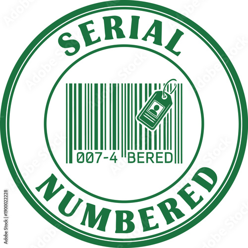 Green Serial Number Barcode Label Icon for Product Identification