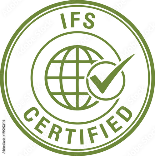 IFS Certified Quality Assurance Badge with Globe and Checkmark Icon