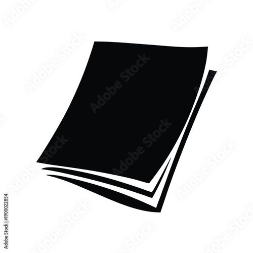 Graphic image of pages falling or stacking in a stylized manner, black
