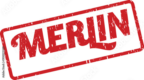 Text Merlin Falcon Species on a Grungy Red Rubber Stamp Seal Element