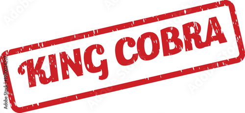 A vibrant red distressed rubber stamp clearly displays the words King Cobra
