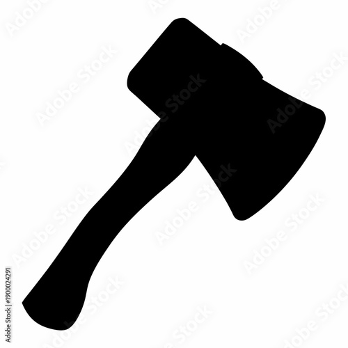 Silhouette of an Axe against a White Background, Lumberjack Tool Concept