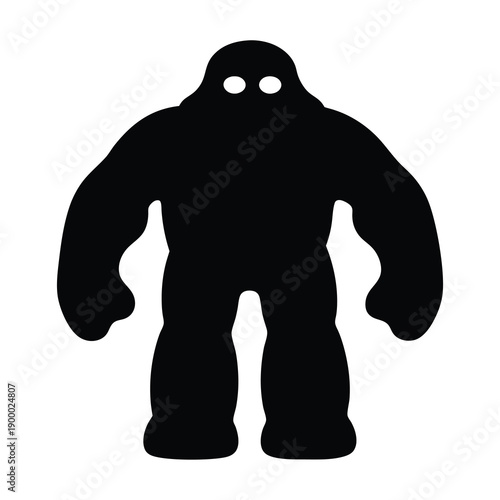 Silhouette of a mysterious creature with glowing eyes, isolated on white