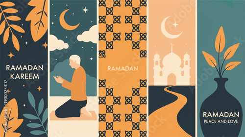 Ramadan Kareem A Beautiful Flat Design Illustration Series Celebrating the Holy Month