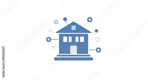 Blue house with white windows.