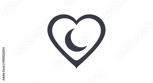 Heart with crescent moon symbol.
