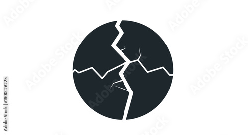 Cracked Circle Icon Broken Shape.