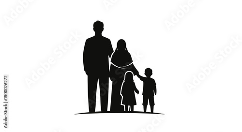 Family silhouette standing together united.