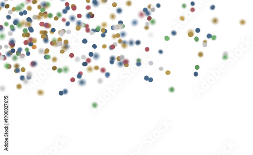 Abstract background of colorful dots confetti scattered on white, perfect for festive events, celebrations and design pr