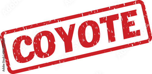 Vibrant red grunge effect rubber stamp impression showcasing the prominent word COYOTE