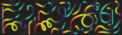 Colorful vector illustration of an abstract gradient line pattern on a black background