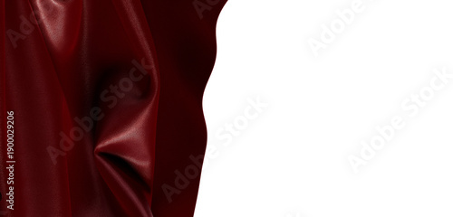 Cuadro en lienzo Close-up of luxurious crimson fabric with intricate texture, contrasted against clean white