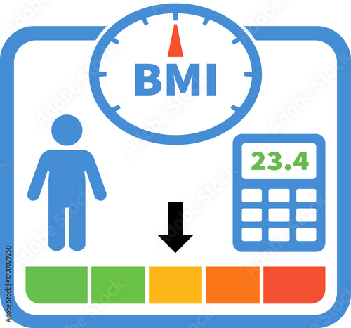 BMI Calculator Health Assessment Dashboard Icon with Body Weight Indicator