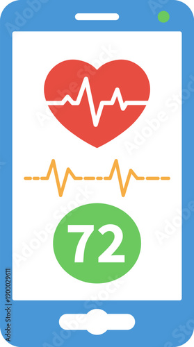 Mobile Health App Heart Rate Monitor Icon with Smartphone Interface