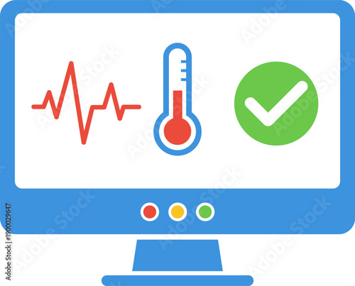 Medical Monitoring Dashboard Icon with Vital Signs and Temperature Status