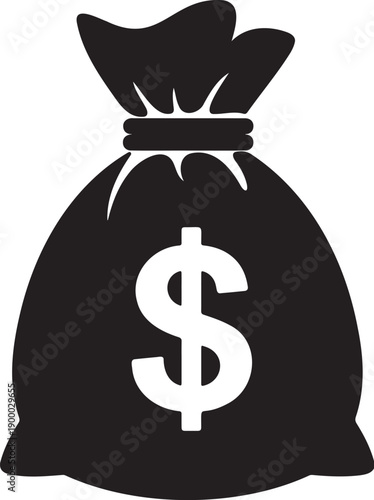 Bold Dollar Money Sack Icon with Rounded Design for Financial Growth