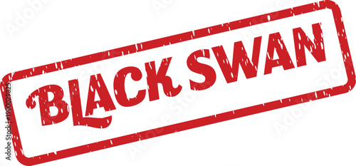 Elegant Black Swan Word Red Distressed Stamp reflecting Aquatic Avian Beauty and Unique Features