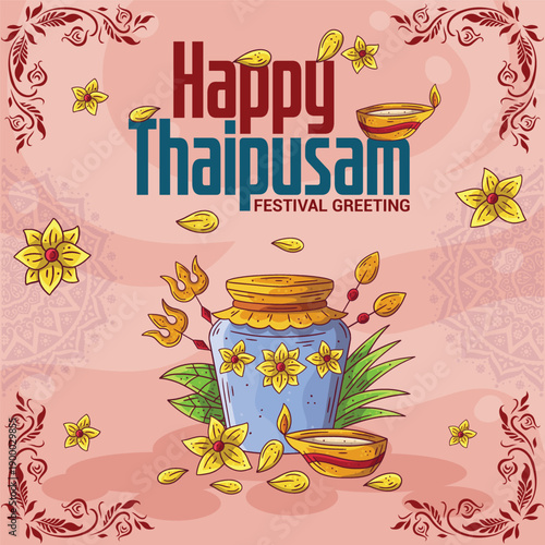 Happy Thaipusam Festival Greeting Illustration