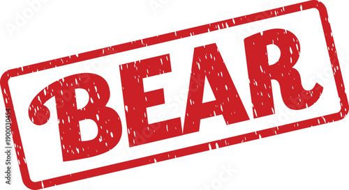 Professional Bear Word Red Distressed Stamp Effect ideal for Wildlife Education and Nature Conservation