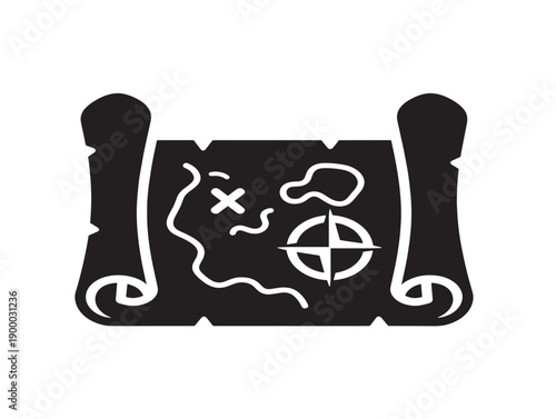 Vintage treasure map with skull and crossbones