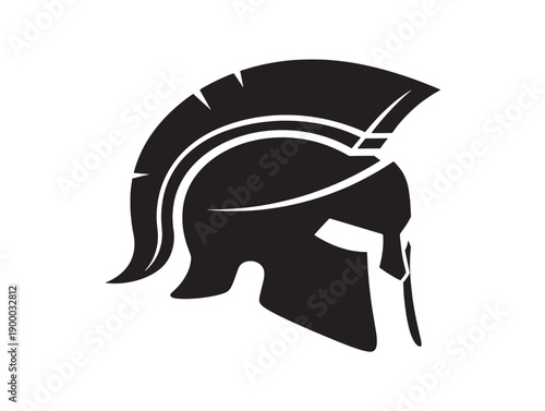 Ancient greek helmet icon in minimalist black and white