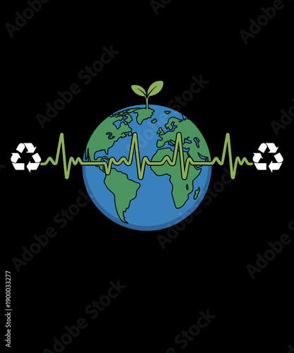 Heart Beat Earth Day Recycle Love Earth Day Anniversary 2026