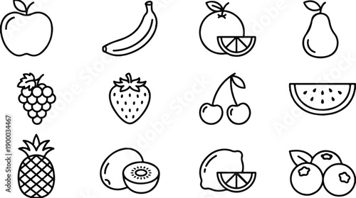 A collection of fruit icons 