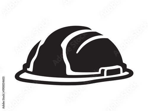 Minimalist black and white construction helmet vector
