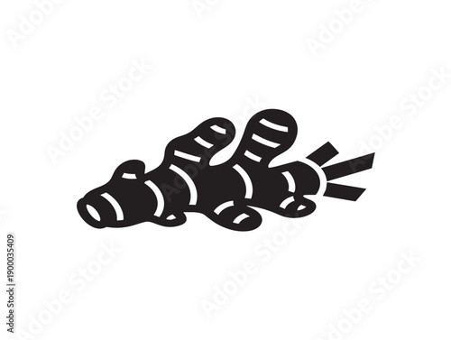 Minimalist ginger root illustration with sliced section