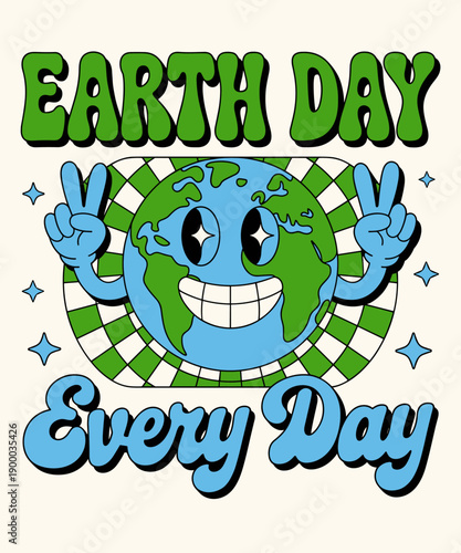 Earth Day Everyday Smile Face Hippie Planet Anniversary