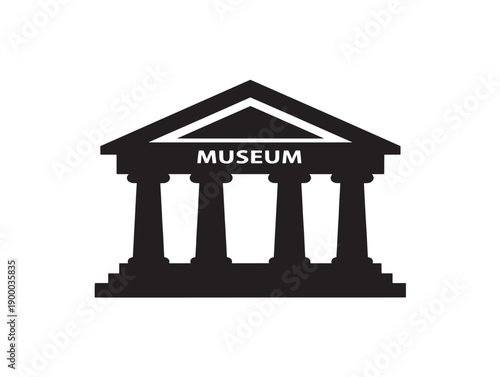 Minimalist museum icon with classical columns