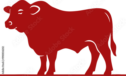 illustration of a red cow