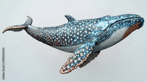 Majestic Spotted Whale Swimming in the Vast Blue Ocean