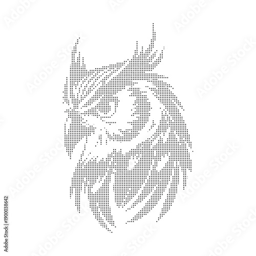 Wallpaper Mural A stylized halftone illustration of a mythical creature's face in black and white Torontodigital.ca