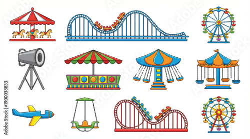 A collection of amusement park attractions 