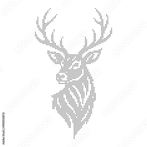 Wallpaper Mural A minimalist dotwork illustration of a deer's head with antlers Torontodigital.ca