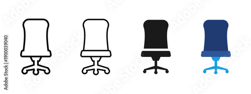 Office chair icon representing workplace and office environment. Concept of work, job, corporate workspace and employee comfort. Ideal for business websites, HR platforms, office furniture stores.
