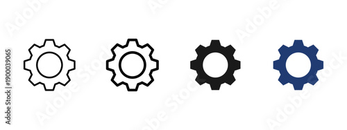 Settings gear icon for system configuration and preferences. Used for setup, control, tools and options in UI, software, web and mobile apps, dashboards, technology and business interfaces.