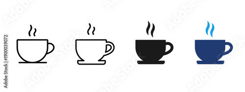 Coffee cup icon with hot steam. Suitable for cafe and restaurant menus, food and drink apps, coffee breaks, morning routines, beverages sections, user interface elements and hospitality design.