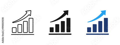 Rising bar chart icon showing business growth and positive trend. Analytics and statistics illustration for finance reports, revenue increase, profit growth, market performance, forecasting.