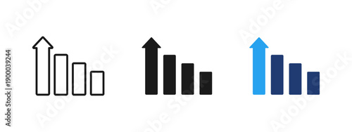 Rising bar chart icon showing business growth and positive trend. Analytics and statistics illustration for revenue increase, financial performance, sales growth.