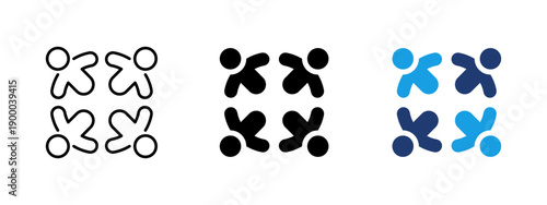 Teamwork and collaboration icon with people forming a circle. Symbol of unity, cooperation and mutual support. Ideal for team building, community concepts, group projects and business collaboration.