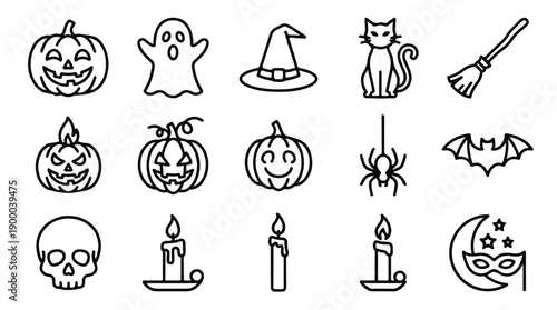 A collection of Halloween-themed icons